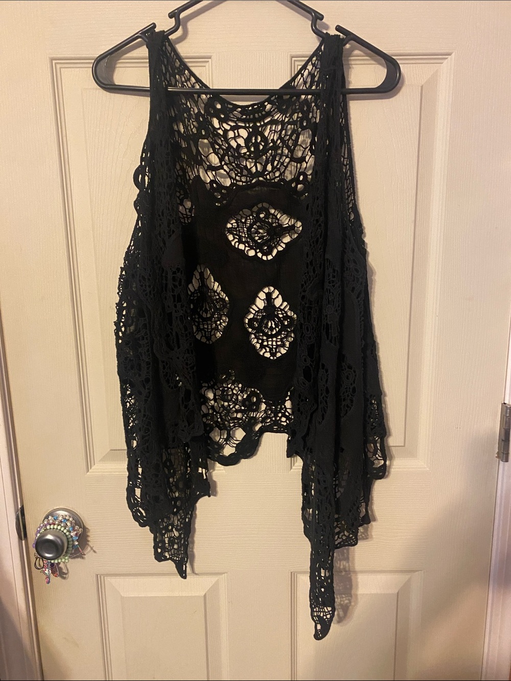 Black Crochet Accent Vest - Unbranded